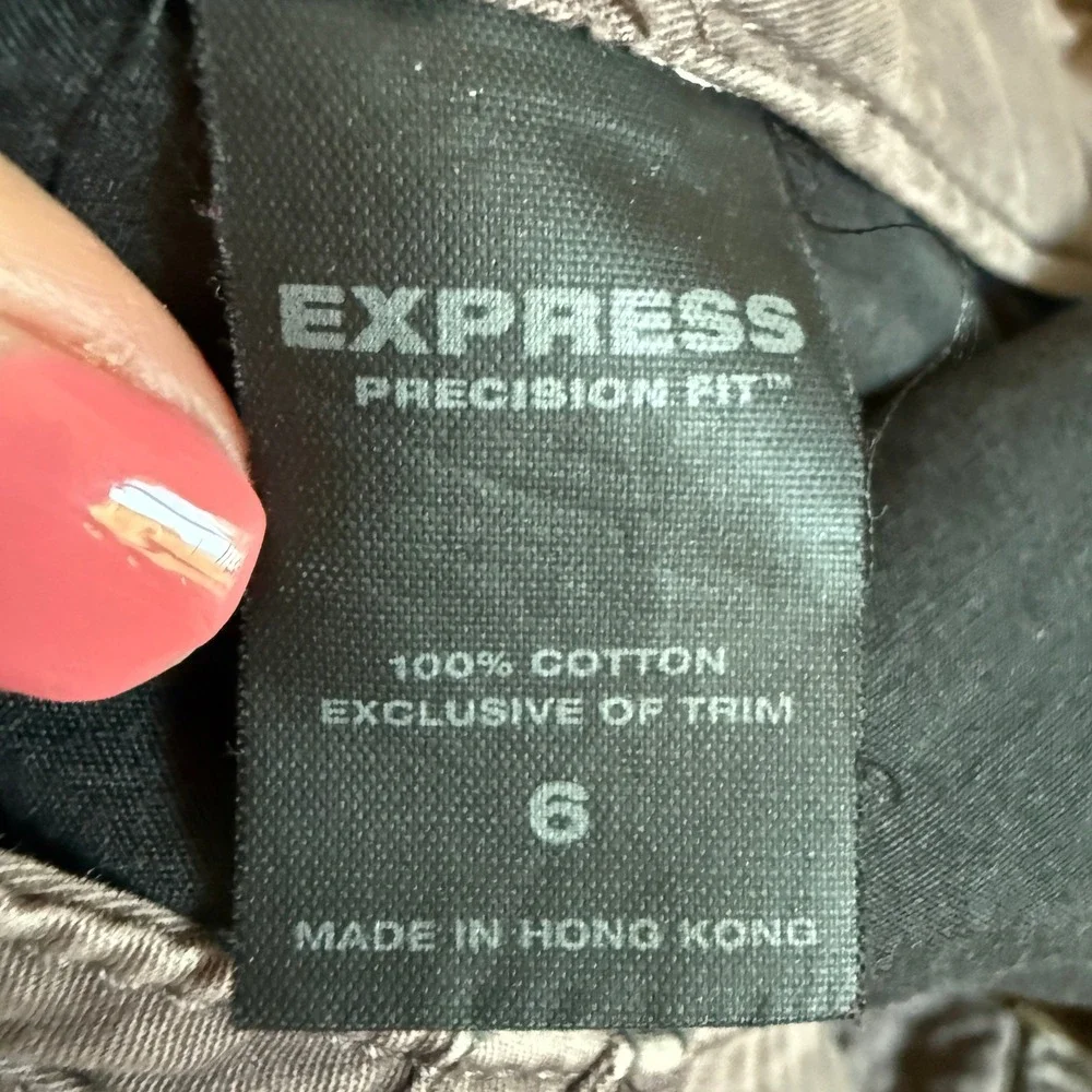 Express Vintage Y2K Cargo Pants sz 6 Velvet Patch Beaded Mauve Taupe Utility